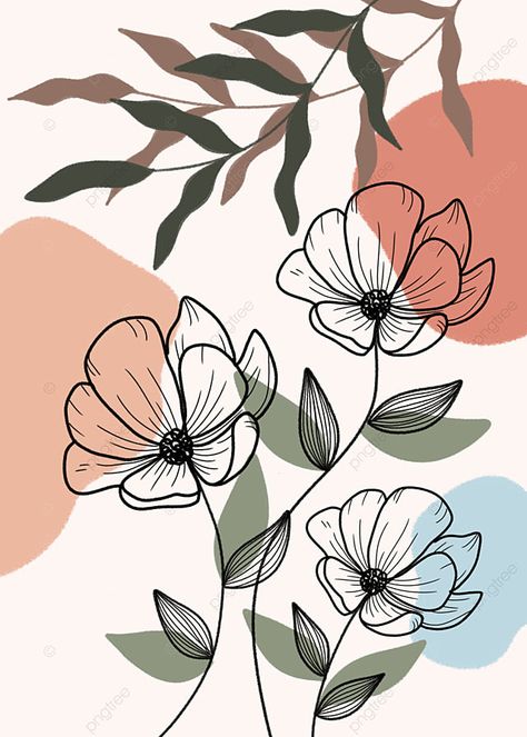 Arte Lineal Floral Negro Sobre Fondo De Color Pastel Pastel Color Background, Best Interior Paint, Trending Paint Colors, Floral Doodle, Furniture Design Living Room, Outline Art, Color Pastel, Mural Wall Art, Floral Color