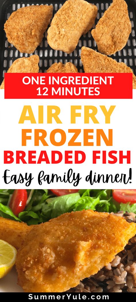 Can you cook frozen fish in air fryer? You sure can! Air fryer frozen breaded fish fillets take only 12 minutes to cook without thawing! You’ll love this quick and simple dinner entree on busy weeknights. Even novice cooks will have success with this one ingredient air fryer recipe! Don't miss this easy seafood recipe, with everything you need to know to ensure air frying success! #healthyrecipes #easymeals #under30minutes #dinner #fish #seafood #airfryer Air Fryer Breaded Fish, Frozen Fish In Air Fryer, Fish In Air Fryer, Frozen Fish Recipes, Breaded Fish Recipe, Cod Fillet Recipes, Breaded Fish, Frozen Fish Fillets, Air Fried Fish