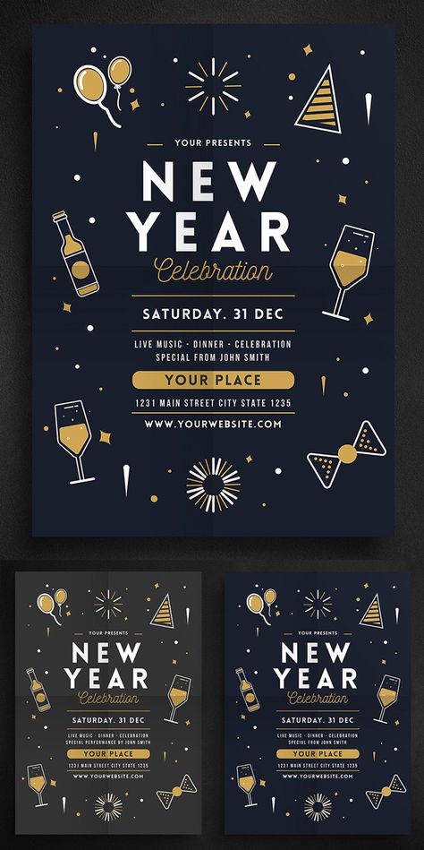 New Year Party Celebration Flyer Party Design Poster, Christmas Flyer Template, Christmas Creative, New Year Art, New Year Banner, 광고 디자인, 타이포그래피 포스터 디자인, Christmas Flyer, New Years Poster