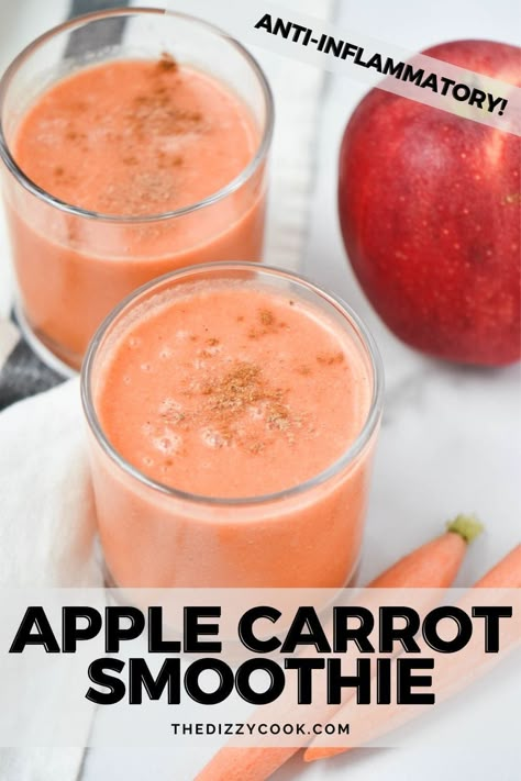 Apple And Carrot Smoothie, Smoothie With Carrot Juice, Carrots Smoothie Recipe, Smoothie Recipes For Eye Sight, Recipes With Carrot Juice, Smoothies With Apple Juice, Apple Juice Smoothie Recipes, Migraine Meals, Carrot Apple Smoothie