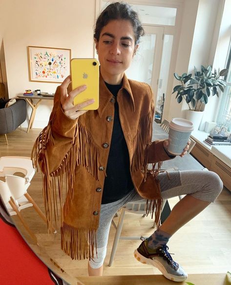 Fringe Jacket Outfit, Jacket Trend, Fringed Jacket, Fringe Clothing, Leandra Medine, Man Repeller, Fringe Leather Jacket, Suede Fringe Jacket, Fringe Jacket