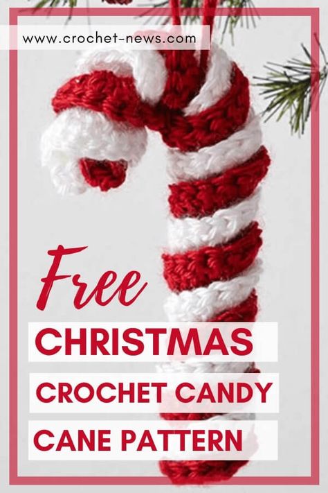 Free Christmas Crochet Candy Cane Pattern Crochet Candy Cane, Free Christmas Crochet, Ornament Crochet Pattern, Candy Cane Ornaments, Candy Cane Pattern, Crochet Candy, Ornament Crochet, Christmas Snowflakes Pattern, Crochet Christmas Ornaments Free