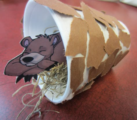 Fat Bear Week Craft, Bear In A Cave Craft For Preschool, Bear Den Craft, Bear Ornament Diy, Hibernation For Toddlers, Hibernation Toddler Activities, Black Bear Craft, Bear Art Activities, Hibernating Bear Craft Preschool