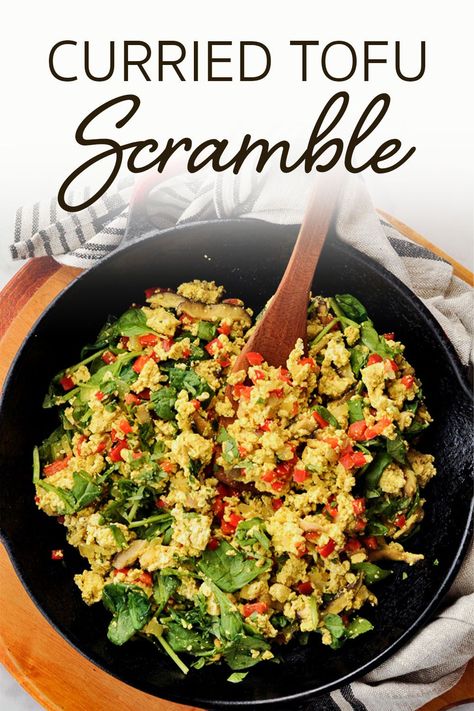 Curried Tofu, Tofu Scramble Recipe, Vegan Tofu Scramble, Scrambled Tofu Recipe, Vegan Curry Recipes, Vegan Indian Recipes, Tofu Recipes Vegan, Vegan Tofu, Dairy Free Breakfasts