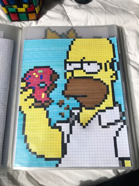 Modele Pixel Art, Graph Paper Drawings, Pixel Art Templates, Pixel Drawing, Pix Art, Graph Paper Art, Purple Wallpaper Iphone, Homer Simpson, Pixel Art Pattern