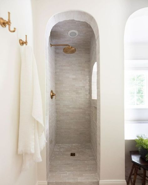 Riad Tile (@riadtile) • Instagram photos and videos Mediterranean Shower Tile, French Style Bathroom, Riad Tile, Shower Alcove, Primary Bath, Home Goods Store, Brass Fixtures, Large Shower, Farmhouse Homes