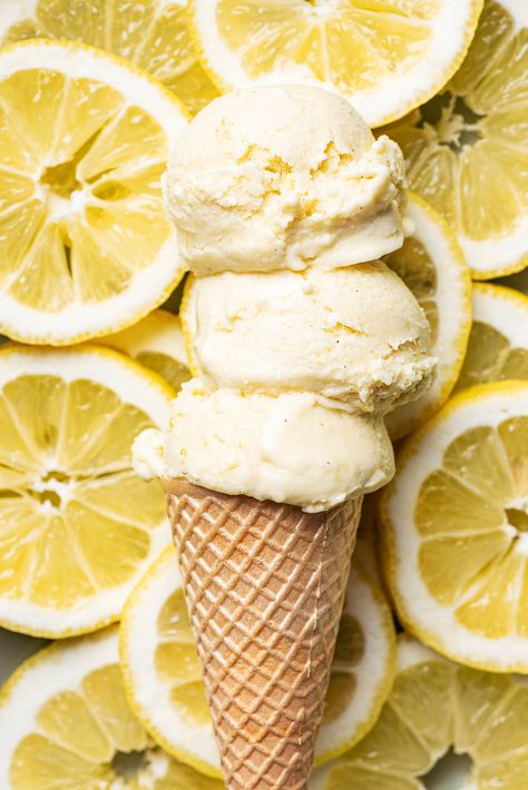 Honey Lemon Ice Cream - Occasionally Eggs Ice Cream Photography, Lemon Ice Cream, Lemon Ice, Dairy Free Ice Cream, Ice Cream Brands, Yummy Ice Cream, Summer Ice Cream, Ice Cream Photos, Ice Ice Baby