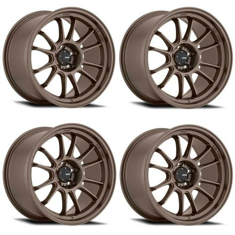 Set 4 17" Konig 47BZ Hypergram 17x8 4x100 Race Bronze Wheels 45mm Rims #Konig #47BZHypergram Konig Wheels, Bronze Wheels, Dually Trucks, Brakes Car, Aluminium Design, Black Wheels, 5th Wheels, Bolt Pattern, Wheel Rims