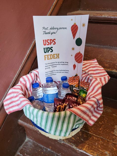 Basket For Delivery Drivers, Delivery Driver Snack Basket, Goodie Basket, Snack Basket, Apple Baskets, Delivery Driver, Mid Century Christmas, Cheez It, Chip Bags