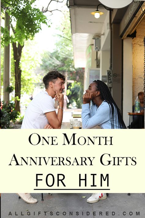 A couple looking at each other sweetly, celebrating their one month anniversary with the perfect gift for him. 1 Month Anniversary Boyfriend Gift Ideas, Last Minute Anniversary Gifts For Him, 3 Month Anniversary Gifts For Him, One Month Anniversary Gift Ideas, 1 Month Anniversary Ideas, 1month Anniversary, One Month Anniversary Boyfriend, 1 Month Anniversary Boyfriend, One Month Anniversary Gifts