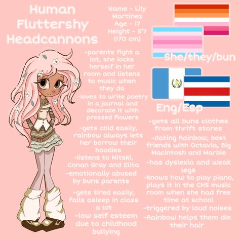 Mlp Human Headcanons, Fluttershy Redesign Human, Flutter Shy Redesign, Twilight Sparkle Headcanon, Mlp Redesigns Fluttershy, Mlp Redesigns Twilight, Fluttershy Moodboard, Human Fluttershy Fanart, Transmasc Fluttershy