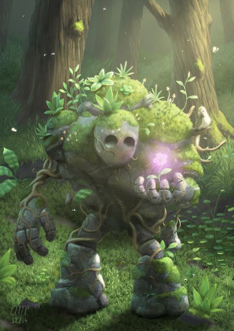 ArtStation - Garden Golem, Andrew McIntosh Heroic Fantasy, Nature Spirits, 다크 판타지, Forest Creatures, Fantasy Creatures Art, Fantasy Monster, Mythical Creatures Art, Mystical Creatures, Arte Fantasy