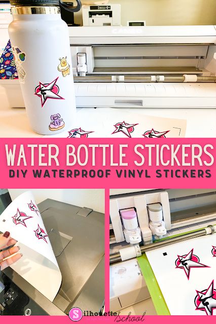 Water Bottle Decals Vinyls, Silhouette School Blog, Stickers For Water Bottles, Printed Water Bottles, Diy Water Bottle, Silhouette School, Silhouette Tutorials, Water Bottle Decal, How To Make Stickers