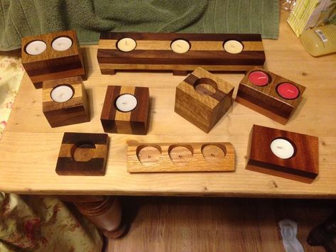 Nice Candleholders From Scrap Wood: 7 Steps Scrap Walnut Wood Projects, Wood Craft Fair Ideas To Sell, Walnut Wood Projects, Scrap Wood Crafts, Wooden Products, Wood Projects That Sell, Scrap Wood Projects, Tea Candles, Beginner Woodworking Projects