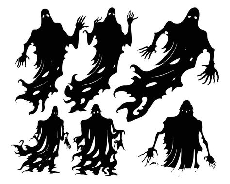 Scary Silhouettes Shadows, Horror Movie Silhouettes, Evil Spirits Art, Scary Ghost Drawing, Mummy Silhouette, Demon Silhouette, Horror Silhouette, Scary Silhouettes, Scary Silhouette