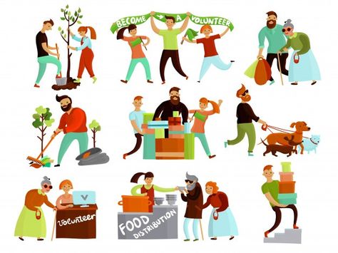 Volunteering situations cartoon collecti... | Free Vector #Freepik #freevector #abstract #woman #dog #man Helping Others Drawing, Social Lifestyle, Illustration Dog, Health Fair, Boy Sign, Human Logo, Young Art, Art Boy, Dog Icon