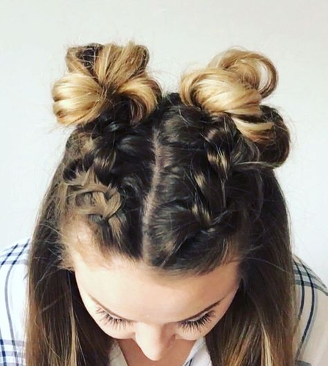 I’m super excited to show you how to do these adorable Double Dutch Braid Buns! This half-up hairstyle is super trendy right now and one of my favorites! I think I maybe love this do so much because I feel like it is a small tribute to my favorite freaky lady. Seriously I love Miley. … Braid Buns, Dutch Braid Bun, Double Dutch Braid, Top Braid, Double Dutch, Easy Hairstyles For School, Luxy Hair, Long Box Braids, School Hairstyles