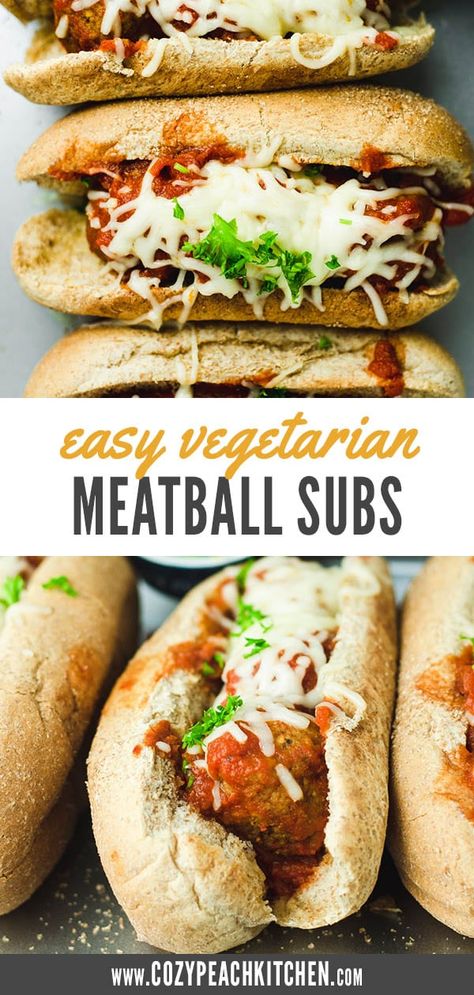 Meatballs Subs, Meatball Sub Recipe, Vegetarian Meatballs, Meatless Meatballs, Quick Family Dinners, Peach Kitchen, Meatball Sub, Easy Vegetarian Dinner, Vegan Meatballs