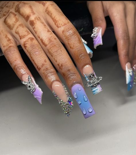 Acrylic Nail Set, Fancy Nails Designs, Drip Nails, Colored Acrylic Nails, Pretty Nail Art Designs, Crazy Nails, Really Cute Nails, Acrylic Nails Coffin Pink, Long Square Acrylic Nails