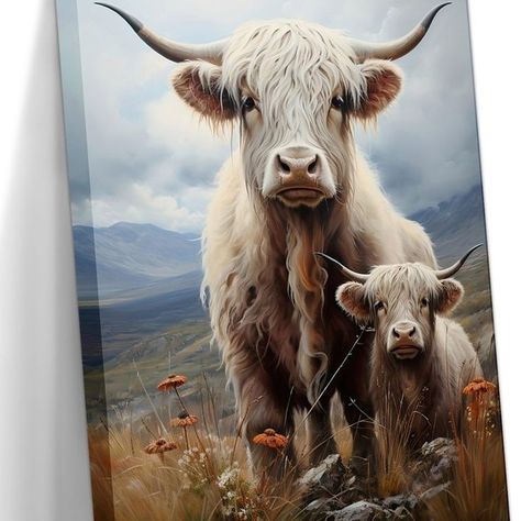 Framed Highland Cow Decor - Strong Confident Yak Western Decor, Farmhouse Canvas Wall #cow Highland Cow Pictures Decor, Rustic Cowboy Decor, Cows Highland, Highland Cow Decor, Highland Cow Pictures, Cow Wall Decor, Paintings For Home, Cowboy Decor, Farmhouse Canvas