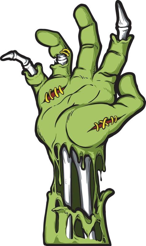 Zombie Skin Drawing, Zombie Digital Art, Zombie Hand Coming Out Of Ground, Zombie Art Cute, Monster Hands Drawing, Zombie Hand Drawing, Hallowen Crafts, Joker Illustration, Zombie Drawing