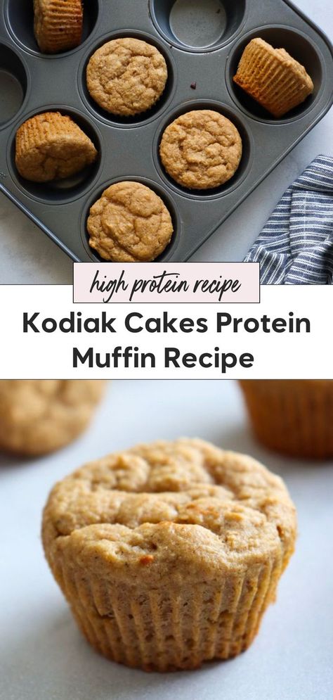 These Kodiak Cake muffins are a healthy recipe that’s easy to make. Perfect for kids, these high protein muffins are made with no banana and are high fiber. Enjoy these simple Kodiak muffins anytime for an easy make ahead snak or breakfast. Kodiak Cakes Muffins, Kodiak Muffins, Protein Breakfast Muffins, Pancake Mix Muffins, Kodiak Cakes Recipe, High Protein Muffins, Banana Protein Muffins, Toddler Muffins, Healthy High Protein Breakfast