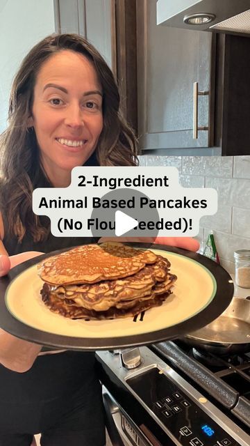 Lindsay | Animal Based Wellness on Instagram: "2-Ingredient Animal-Based Pancakes (No Flour Required)! These pancakes are quick to whip up and serve as a versatile base for adding whatever you like! All you need is one banana and two eggs—simply blend them together! Prepare them just like you would regular pancakes: pour the batter onto the skillet, flip when ready, stack to your liking, and voila! Pancakes in no time! Make it sweet or savory by adding your favorite fruits or topping them with a perfectly fried egg. Stay nourished💫 — Craving more animal-based culinary inspirations? From quick bites to slow-cooked delights on my YouTube channel. Don’t miss out — subscribe and ring the notification bell for fresh recipes and exclusive giveaways. LINK IN BIO! \#animalbased #animalbas Animal Based Pancakes, Animal Diet Breakfast, Animal Based Breakfast, Animal Based Diet Recipes, Animal Based Diet, No Flour Pancakes, Quick Bites, Banana And Egg, Animal Based