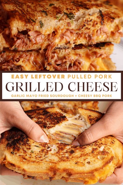 Pulled Pork Grilled Cheese, Pork Grilled Cheese, Pulled Pork Dinner, Pressure Cooker Pulled Pork, Pulled Pork Leftover Recipes, Pork Sandwich Recipes, Leftover Pulled Pork, Slow Cooker Bbq Chicken, Pulled Pork Leftovers