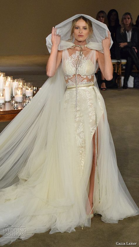 Embroidery Dress Wedding, Haute Couture Bridal, Ivory Tower, Wedding Cloak, Fall Fashion Week, 2015 Runway, Collection Couture, Galia Lahav, Wedding Cape