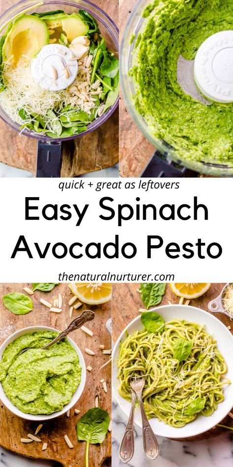 Spinach Pesto Recipe, Recipe For Pesto, Healthy Sauce Recipes, Recipes Pesto, Healthy Sauce, Avocado Pesto Pasta, Healthy Pesto, Stuffed Avocado, Spinach Avocado