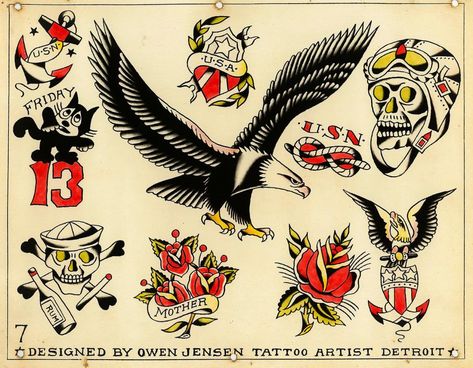 Lyle Tuttle, Owen Jensen, Traditional Tattoo Reference, Bert Grimm, Sailor Jerry Tattoo Flash, Traditional Tattoo Flash Art, Vintage Tattoo Design, Sailor Jerry Tattoos, Rose Tattoos For Men