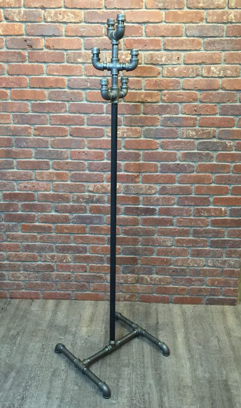 Industrial Coat Rack Stand Vintage Style Clothing Pipe Rack | Etsy Industrial Coat Rack, Coat Rack Stand, Industrial Pipe Furniture, Diy Coat Rack, Pipe Rack, Vintage Style Clothing, Diy Coat, Coat Tree, Pipe Decor