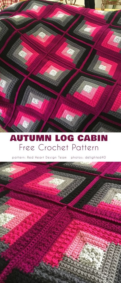 Autumn Log Cabin Throw – Best Crochet Projects - Your Crochet Christmas Crochet Patterns Free Ornament, Christmas Crochet Afghan Patterns, Christmas Crochet Patterns Free Easy, Crochet Patterns Free Christmas, Christmas Crochet Afghan, Christmas Crochet Applique, Crochet Christmas Angel, Easy Christmas Crochet, Best Crochet Projects