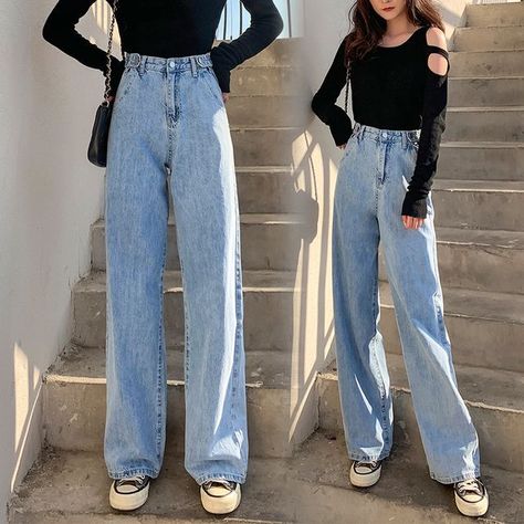 Women Wide Leg Pants, Denim Decor, Jeans Woman, Womens Fashion Jeans, Outfit Jeans, Fashion Jeans, Loose Fit Jeans, High Waist Pants, Loose Jeans