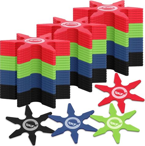 Ninja Foam Star Toys Small Throwing Foam Stars Foam Throwing Toys Ninja Party Favors for Boys Birthday Party Costume Accessory Halloween Cosplay, 4 Inch(Blue, Red, Black, Green,24 Pcs) Ninja Party Favors, Boys Birthday Party Games, Ninja Party Favor, Party Favors For Boys, Mutant Ninja Turtles Party, Unique Birthday Party Ideas, Boys Birthday Party, Boy Party Favors, Ninja Party