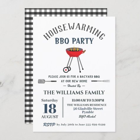 Housewarming BBQ Party Backyard Barbecue Invitation - Great Barbecue House Warming Bbq, Housewarming Invitation Ideas, Housewarming Bbq, Barbecue Invitation, Bbq House, Bbq Party Invitations, Housewarming Invitation, House Warming Party, Barbecue Garden