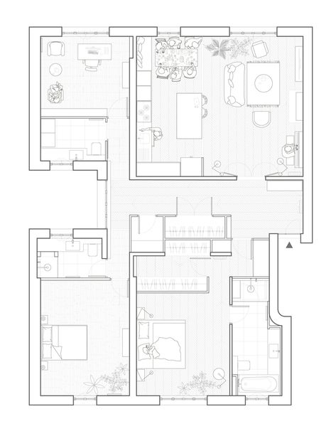 Gallery of Chaptal Residence / Nathalie Eldan Architecture - 21 Apartment Architecture Plans, Apartment Plans Architecture, Plan Architecture Drawing, Plan Drawing Architecture, Architecture Drawing Plan, Architectural Representation, Plans Architecture, Architectural Floor Plans, Apartment Architecture