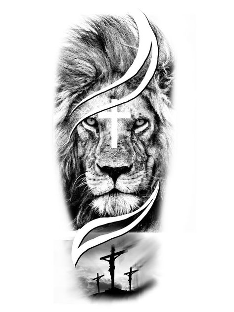 ခြေထောက် Tattoo, Big Cat Tattoo, Heaven Tattoos, Lion Tattoo Sleeves, Mens Lion Tattoo, Lion Head Tattoos, Cross Tattoo For Men, God Tattoos, Lion Tattoo Design