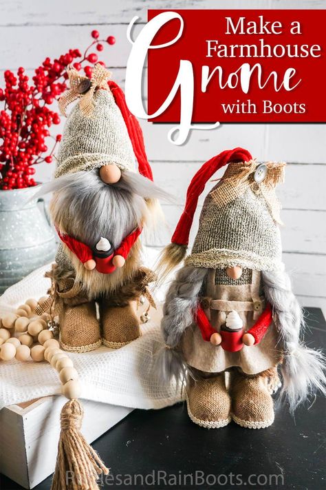 Diy Gnomes With Legs Tutorials, Gnomes With Boots, Gnomes With Legs Diy How To Make, Diy Gnome Boots, Making Gnomes Out Of Socks, Girl Gnomes Diy How To Make, Christmas Boots Diy, Diy Gnomes Tutorials, Gnomes With Shoes