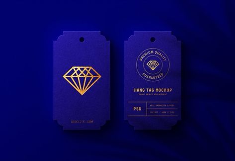 Luxury logo mockup on royal blue hang ta... | Premium Psd #Freepik #psd #logo #mockup #gold #card Blue Logo Design, Luxe Logo, Golden Paper, Brand Identity Colors, Logo Luxe, Embossed Business Cards, Visit Card, Perspective View, Paper Logo