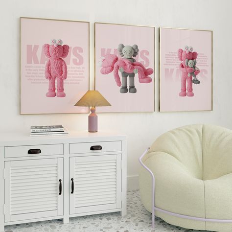 Kaws Posters: Limited Edition Artworks
👉 Our 25% DISCOUNT continues throughout the store. 👈 !!!Don't miss your chance to save big!!! - This poster reflects Kaws' signature style, with a simple yet striking design. It's the perfect addition to any home or office. !!!DIGITAL PRODUCT!!!  #homedecor #gallerywall #livingroomart #bedroomart #officeart #gift #birthday #christmas #kaws #art #popart #Pink #collectibles #limitedition #popculture #giftideas #love #inspirationalart #kawsart #popartfigure Pink Kaws, Hypebeast Room Decor, Kaws Poster, Room Decor Minimalist, Poster Set Of 3, Hypebeast Room, Blue Room, Decor Minimalist, Room Inspiration Bedroom