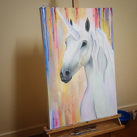 Unicorn Acrylic Painting Unicorn Painting Canvas, Unicorn Acrylic Painting, Unicorn Paintings, Guitar Art Painting, Unicorn Artwork, Unicorn Painting, Lighthouse Painting, Art Silhouette, Unicorn Pictures