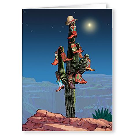 Western Christmas Cards, Western Christmas Party, Christmas Tree Western, Western Christmas Decorations, Cactus Cards, Christmas Portrait, Painted Cards, Ogden Utah, Fun Deserts