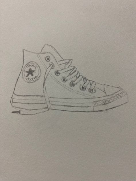 Converse Sketch Simple, Art Ideas Sketches Easy, Shoe Drawings Converse, How To Draw Converse, Art Sketches Pencil Creative Easy Ideas, Drawing Ideas Shoes, Converse Sketch, Drawings Of Shoes, Shoes Drawing Easy