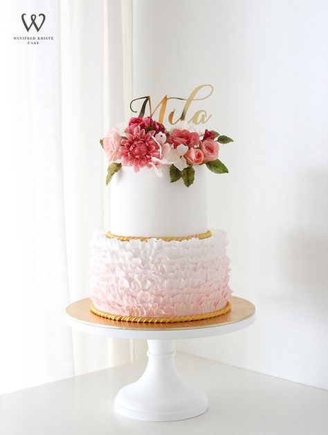 Simple Elegant Cake Designs, Pink Ombre Wedding Cake, Blush Wedding Cake, Ombre Wedding Cake, Blush Wedding Cakes, Wedding Cake Ombre, Mini Torte, Ombre Wedding, Pink Wedding Cake