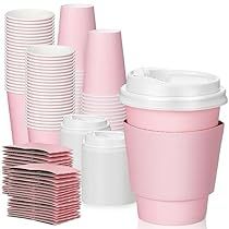 Pink Coffee Bar, Coffee Cups With Lids, Paper Coffee Cups, Pink Coffee Cups, Pink Cafe, Disposable Coffee Cups, Hot Chocolate Coffee, Cocoa Tea, Coffee Truck