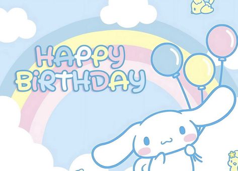 Cinnamoroll And Purin, Cinnamaroll Birthday, Cinnamon Roll Sanrio Birthday, Cinnamoroll Clipart, Molang Birthday, Cinnamonroll Sanrio Wallpapers, Cinnamoroll Birthday, Hello Kitty Theme Party, Birthday Invitation Card Template