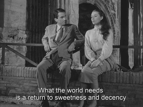 15.9k Likes, 22 Comments - Vintage?! It's adorable! 🍒 (@old.vibes) on Instagram: “Roman Holiday, 1953 💕 . . . [#romanholiday #50s #audreyhepburn #gregorypeck #christmas]” Roman Holiday Movie, Classic Film Quotes, Cinema Quotes, Gregory Peck, Holiday Quotes, Roman Holiday, Movie Quotes Funny, Movie Lines, Film Quotes