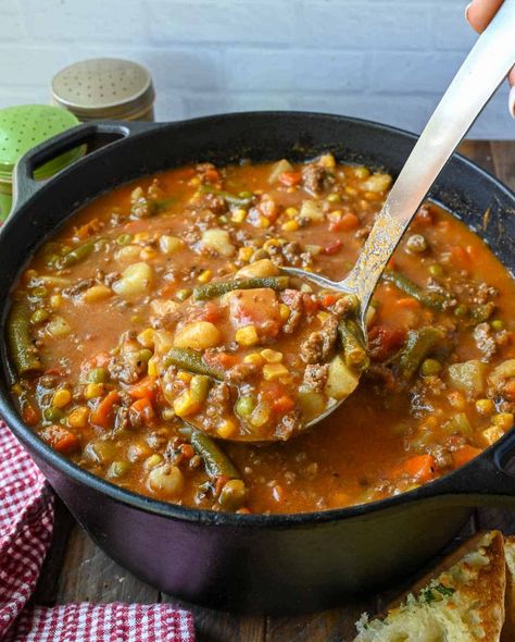 Hobo Stew | Easy Mulligan Stew Big Batch Soup Recipes, Hobo Stew, Ground Beef And Vegetables, Mulligan Stew, Dinner Tomorrow, Soup Weather, Regular Meals, Crockpot Soups, Beef And Vegetables