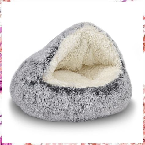 ShinHye Round Plush Fluffy Hooded Cat Bed Cave, Suitable for Indoor Cats or Small Dogs, Bed Cave, Cave Bed, Niche Chat, Round Beds, Dog Beds For Small Dogs, Cat Cave, Calm Dogs, Dog Pet Beds, Indoor Cat